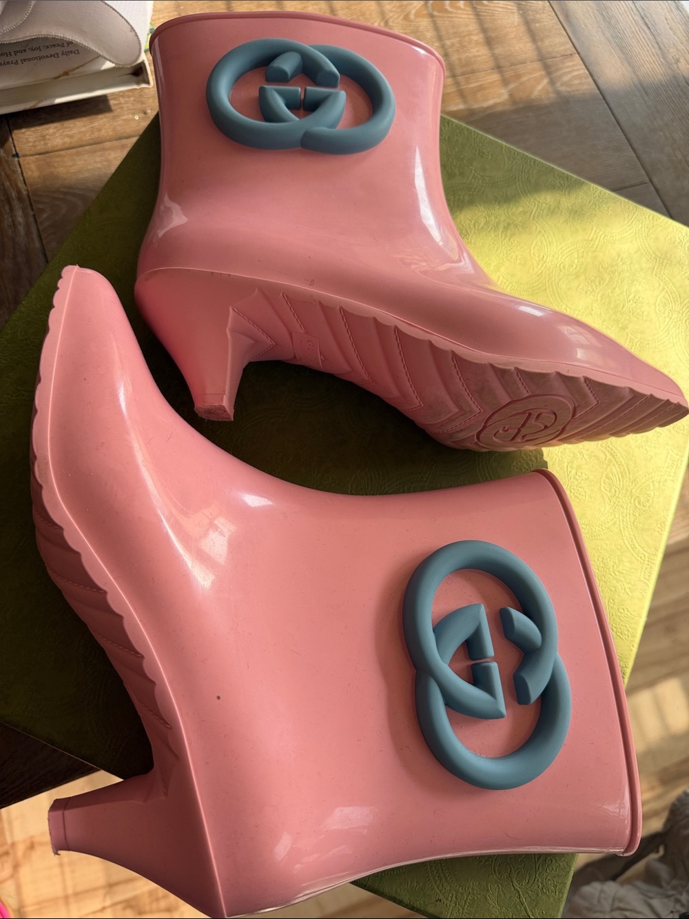 Gucci Pink and Blue Rubber Boots - Picture 2 of 5